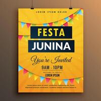 festa junina invitación póster diseño con guirnaldas vector