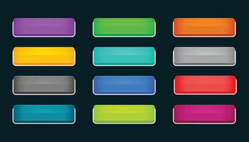 3d style rectangle shape web button icons in collection vector