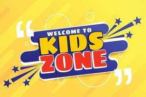 kids fun zone yellow banner for kindergarten playroom vector