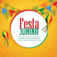 awesome festa junina greeting design with garlands vector