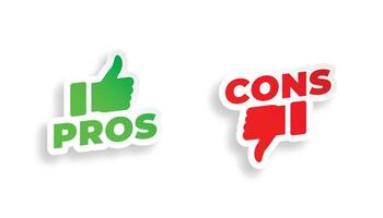 modern pros and cons sign sticker design vector