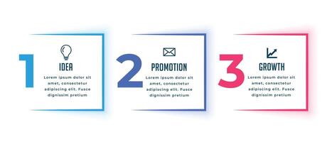 3 steps infographic element workflow banner for web data visualization vector