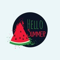 hello summer watermelon background design vector