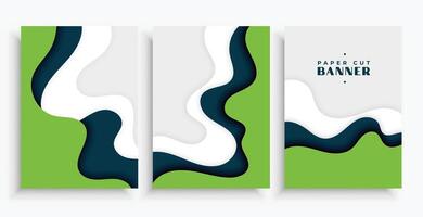 abstract fluid motion cutout banner in collection vector