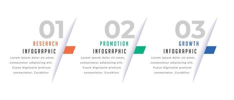 three step infographic workflow element banner for office presentation vector