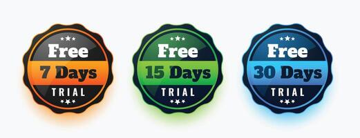 modern free trial badge background for 7 15 and 30 days vector