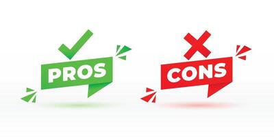 pros and cons sign badge with shadow effect vector