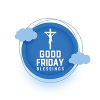 good friday christian religion background with papercut clouds vector