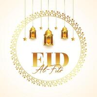 islamic festival eid al fitr eve background with hanging lamp vector