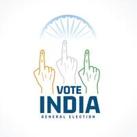 vote for india general election background with colorful finger vector