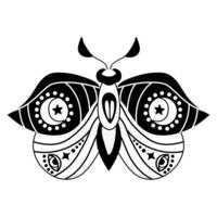 Mystical boho moth with moon phases. Design for poster, card, t shirt print vector