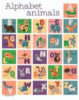 Cute animal alphabet. English Alphabet poster. ABC vector