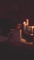 Table setting in candlelight at night video