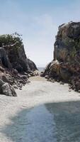 coastal view of a sand beach with cliffs video