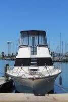 A Black and White Boat at the Gulf Coast of Texas. photo