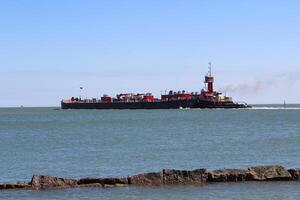A Barge in the Ocean at Corpus Christie, Texas. photo