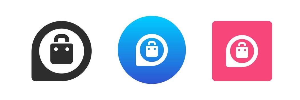 Shop store map pointer location searching global positioning system icon set flat vector