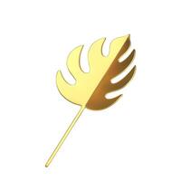exótico helecho hoja botánico dorado metálico planta con vástago decoración elemento 3d icono realista vector