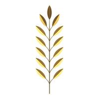 Tropical fern golden tree branch with stem and foliage floristic composition 3d icon vector