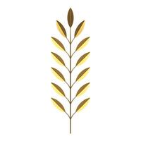 Tropical fern golden tree branch with stem and foliage floristic composition 3d icon vector