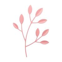 Pink tree branch with elegant leaves romantic botanical plant decor element 3d icon realistic vector