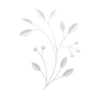 White tree branch with berries stem and leaves romantic botanical decor element 3d icon vector