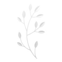 White tree branch with berries stem and leaves romantic botanical decor element 3d icon vector