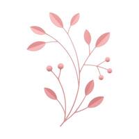 Tree branch wooden stem berries pink floristic composition decorative element 3d icon vector