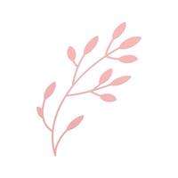 Pink tree branch wooden stem romantic leaves floristic composition decor element 3d icon vector