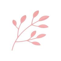 Pink curved tree branch with lush foliage botanical elegant decor element 3d icon realistic vector