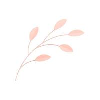 Natural tree branch with leaves pink cute elegant decor element botanical design 3d icon vector