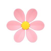 Pink romantic chamomile flower bud with six petals elegant decor element 3d icon realistic vector