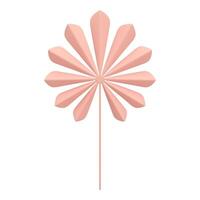 Flower pink romantic floristic decorative plant with folded petal stem 3d icon realistic vector