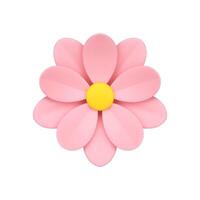 Pink romantic chamomile flower bud with six petals elegant decor element 3d icon realistic vector