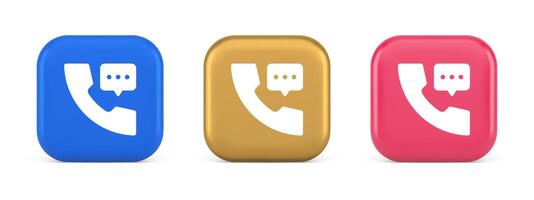 Helpline assistance chat consulting telephone customer support button 3d realistic icon vector