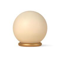 Sphere on 3d gold ring stand template. Beige ball decoration with yellow metal circle. vector