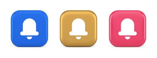 Handbell ring sound notification button incoming message call notification 3d realistic icon vector