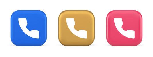 Phone call contact voice communication button web application design 3d realistic icon vector