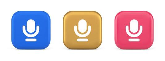 Microphone sound live recording button web app design radio music broadcasting 3d icon vector