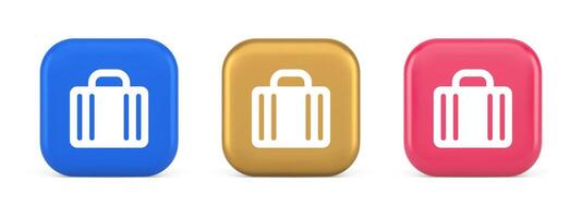 maleta equipaje maletín botón oficina negocio accesorio viaje turismo elemento 3d icono vector