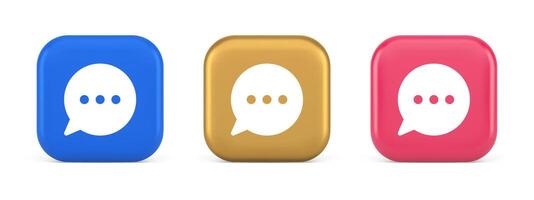 Think bubble chat button online dialogue social network communication 3d realistic icon vector