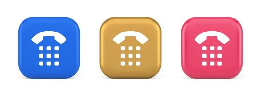 Phone call button application handset mobile contact communication 3d realistic icon vector