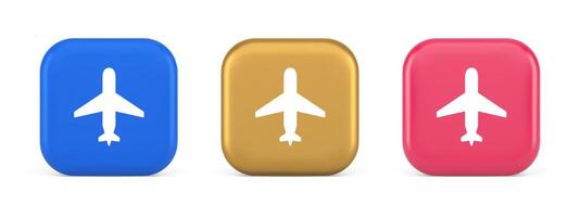 avión en línea cheque en botón digital Servicio pasajero registro 3d realista icono vector