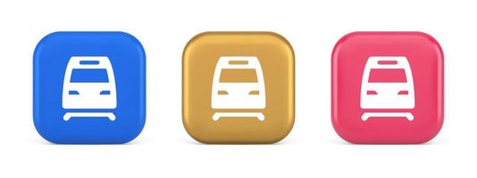 Train railway subway locomotive button rail passenger transportation travel 3d realistic icon vector