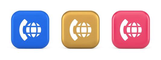 Phone call international global communication button cyberspace dialogue conversation 3d icon vector