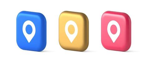 GPS map pin location service button application direction distance pointer 3d realistic icon vector