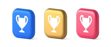 Cup trophy award best win achievement button first place game online connection 3d icon vector