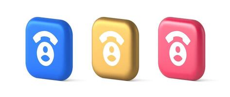 Contact phone call voice communication button dialog assistance helpline consulting 3d icon vector