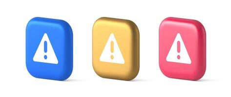 Exclamation point triangle button attention advice mark important information 3d icon vector