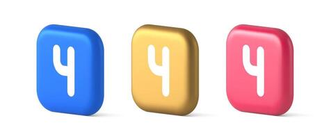 Four number squared button keyboard interface financial calculation service 3d icon vector